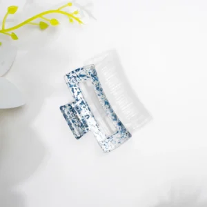 Cut Out Jaw Clip -  Clear with Blue Fleck