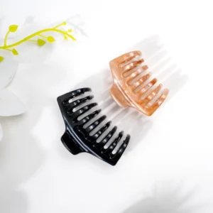 Double Teeth Jaw Clip - Beige Marble/Black